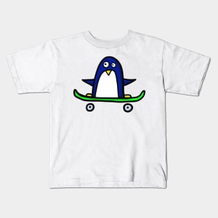 Penguin rides a skateboard Kids T-Shirt